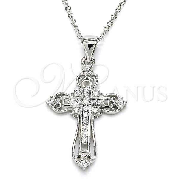 Sterling Silver Necklace — Pendant Necklace Cross Design with White Cubic Zirconia — main product view — SKU 125841 | Plata 925 collar — Pendant Necklace cruz diseño with blanco Cubic Zirconia — SKU 125841