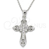 Sterling Silver Pendant Necklace, Cross Design, with White Cubic Zirconia, Polished, Rhodium Finish, 04.336.0116.16 (02 MM Thickness, 16 Inches Length)
