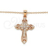Sterling Silver Pendant Necklace, Cross Design, with White Cubic Zirconia, Polished, Rose Gold Finish, 04.336.0116.1.16 (02 MM Thickness, 16 Inches Length)