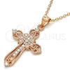 Sterling Silver Pendant Necklace, Cross Design, with White Cubic Zirconia, Polished, Rose Gold Finish, 04.336.0116.1.16 (02 MM Thickness, 16 Inches Length)