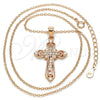 Sterling Silver Pendant Necklace, Cross Design, with White Cubic Zirconia, Polished, Rose Gold Finish, 04.336.0116.1.16 (02 MM Thickness, 16 Inches Length)