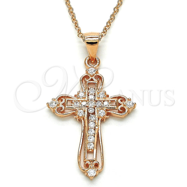 Sterling Silver Necklace — Pendant Necklace Cross Design with White Cubic Zirconia — main product view — SKU 125842 | Plata 925 collar — Pendant Necklace cruz diseño with blanco Cubic Zirconia — SKU 125842