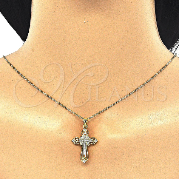 Sterling Silver Necklace — Pendant Necklace Cross Design with White Cubic Zirconia — alternate product view — SKU 125843 | Plata 925 collar — Pendant Necklace cruz diseño with blanco Cubic Zirconia — SKU 125843