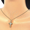 Sterling Silver Pendant Necklace, Cross Design, with White Cubic Zirconia, Polished, Golden Finish, 04.336.0116.2.16 (02 MM Thickness, 16 Inches Length)