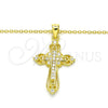 Sterling Silver Pendant Necklace, Cross Design, with White Cubic Zirconia, Polished, Golden Finish, 04.336.0116.2.16 (02 MM Thickness, 16 Inches Length)
