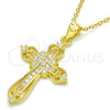 Sterling Silver Pendant Necklace, Cross Design, with White Cubic Zirconia, Polished, Golden Finish, 04.336.0116.2.16 (02 MM Thickness, 16 Inches Length)