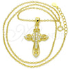 Sterling Silver Pendant Necklace, Cross Design, with White Cubic Zirconia, Polished, Golden Finish, 04.336.0116.2.16 (02 MM Thickness, 16 Inches Length)