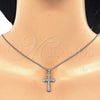 Sterling Silver Pendant Necklace, Cross Design, with White Micro Pave, Polished, Rhodium Finish, 04.336.0117.16 (01 MM Thickness, 16 Inches Length)