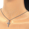 Sterling Silver Pendant Necklace, Cross Design, with White Micro Pave, Polished, Rhodium Finish, 04.336.0117.16 (01 MM Thickness, 16 Inches Length)
