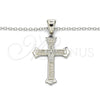 Sterling Silver Pendant Necklace, Cross Design, with White Micro Pave, Polished, Rhodium Finish, 04.336.0117.16 (01 MM Thickness, 16 Inches Length)