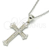 Sterling Silver Pendant Necklace, Cross Design, with White Micro Pave, Polished, Rhodium Finish, 04.336.0117.16 (01 MM Thickness, 16 Inches Length)