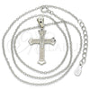 Sterling Silver Pendant Necklace, Cross Design, with White Micro Pave, Polished, Rhodium Finish, 04.336.0117.16 (01 MM Thickness, 16 Inches Length)