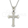 Sterling Silver Pendant Necklace, Cross Design, with White Micro Pave, Polished, Rhodium Finish, 04.336.0117.16 (01 MM Thickness, 16 Inches Length)