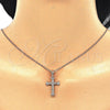 Sterling Silver Pendant Necklace, Cross Design, with White Micro Pave, Polished, Rose Gold Finish, 04.336.0117.1.16 (01 MM Thickness, 16 Inches Length)