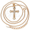 Sterling Silver Pendant Necklace, Cross Design, with White Micro Pave, Polished, Rose Gold Finish, 04.336.0117.1.16 (01 MM Thickness, 16 Inches Length)