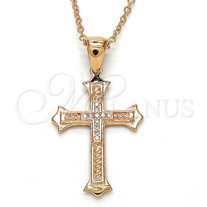 Sterling Silver Necklace — Pendant Necklace Cross Design with White Micro Pave — main product view — SKU 125845 | Plata 925 collar — Pendant Necklace cruz diseño with blanco Micro Pave — SKU 125845