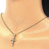 Sterling Silver Pendant Necklace, Cross Design, with White Micro Pave, Polished, Golden Finish, 04.336.0117.2.16 (01 MM Thickness, 16 Inches Length)