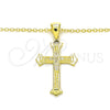 Sterling Silver Pendant Necklace, Cross Design, with White Micro Pave, Polished, Golden Finish, 04.336.0117.2.16 (01 MM Thickness, 16 Inches Length)