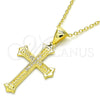 Sterling Silver Pendant Necklace, Cross Design, with White Micro Pave, Polished, Golden Finish, 04.336.0117.2.16 (01 MM Thickness, 16 Inches Length)