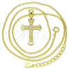 Sterling Silver Pendant Necklace, Cross Design, with White Micro Pave, Polished, Golden Finish, 04.336.0117.2.16 (01 MM Thickness, 16 Inches Length)