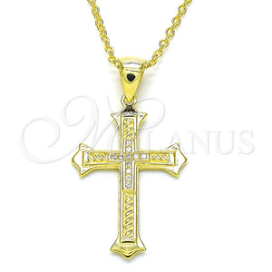 Sterling Silver Necklace — Pendant Necklace Cross Design with White Micro Pave — main product view — SKU 125846 | Plata 925 collar — Pendant Necklace cruz diseño with blanco Micro Pave — SKU 125846