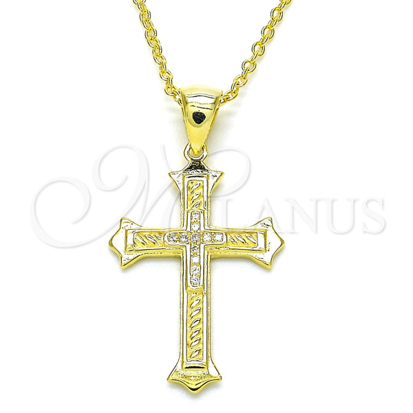 Sterling Silver Necklace — Pendant Necklace Cross Design with White Micro Pave — main product view — SKU 125846 | Plata 925 collar — Pendant Necklace cruz diseño with blanco Micro Pave — SKU 125846