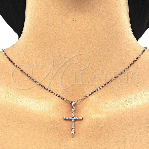 Sterling Silver Necklace — Pendant Necklace Cross Design with White Cubic Zirconia — alternate product view — SKU 125848 | Plata 925 collar — Pendant Necklace cruz diseño with blanco Cubic Zirconia — SKU 125848