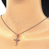 Sterling Silver Pendant Necklace, Cross Design, with White Cubic Zirconia, Polished, Rose Gold Finish, 04.336.0118.1.18 (01 MM Thickness, 18 Inches Length)