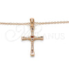 Sterling Silver Pendant Necklace, Cross Design, with White Cubic Zirconia, Polished, Rose Gold Finish, 04.336.0118.1.18 (01 MM Thickness, 18 Inches Length)