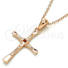 Sterling Silver Pendant Necklace, Cross Design, with White Cubic Zirconia, Polished, Rose Gold Finish, 04.336.0118.1.18 (01 MM Thickness, 18 Inches Length)