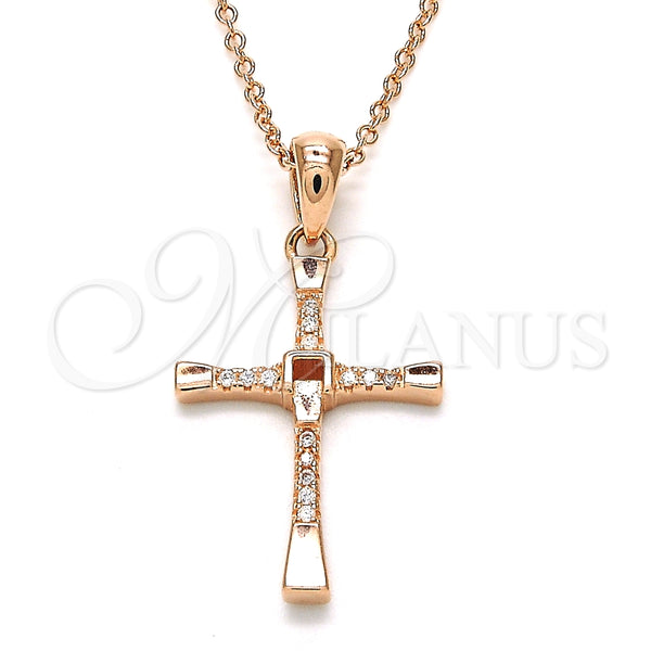 Sterling Silver Necklace — Pendant Necklace Cross Design with White Cubic Zirconia — main product view — SKU 125848 | Plata 925 collar — Pendant Necklace cruz diseño with blanco Cubic Zirconia — SKU 125848