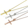 Sterling Silver Pendant Necklace, Cross Design, with White Cubic Zirconia, Polished, Rose Gold Finish, 04.336.0118.1.18 (01 MM Thickness, 18 Inches Length)