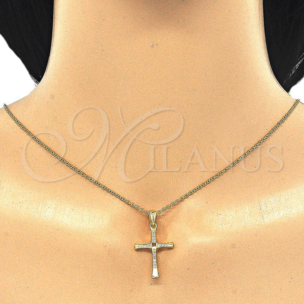 Sterling Silver Necklace — Pendant Necklace Cross Design with White Cubic Zirconia — alternate product view — SKU 125849 | Plata 925 collar — Pendant Necklace cruz diseño with blanco Cubic Zirconia — SKU 125849