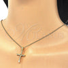 Sterling Silver Pendant Necklace, Cross Design, with White Cubic Zirconia, Polished, Golden Finish, 04.336.0118.2.18 (01 MM Thickness, 18 Inches Length)
