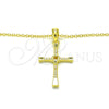 Sterling Silver Pendant Necklace, Cross Design, with White Cubic Zirconia, Polished, Golden Finish, 04.336.0118.2.18 (01 MM Thickness, 18 Inches Length)