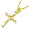Sterling Silver Pendant Necklace, Cross Design, with White Cubic Zirconia, Polished, Golden Finish, 04.336.0118.2.18 (01 MM Thickness, 18 Inches Length)