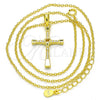 Sterling Silver Pendant Necklace, Cross Design, with White Cubic Zirconia, Polished, Golden Finish, 04.336.0118.2.18 (01 MM Thickness, 18 Inches Length)