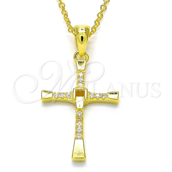 Sterling Silver Necklace — Pendant Necklace Cross Design with White Cubic Zirconia — main product view — SKU 125849 | Plata 925 collar — Pendant Necklace cruz diseño with blanco Cubic Zirconia — SKU 125849