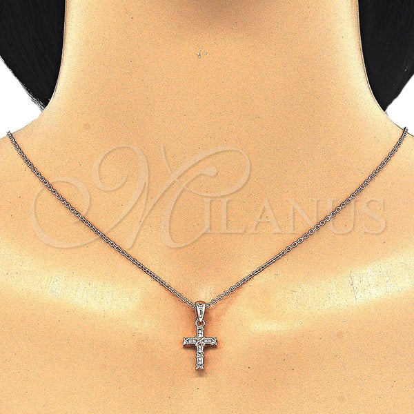 Sterling Silver Necklace — Pendant Necklace Cross Design with White Cubic Zirconia — alternate product view — SKU 125851 | Plata 925 collar — Pendant Necklace cruz diseño with blanco Cubic Zirconia — SKU 125851