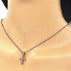 Sterling Silver Pendant Necklace, Cross Design, with White Cubic Zirconia, Polished, Rose Gold Finish, 04.336.0119.1.16 (01 MM Thickness, 16 Inches Length)