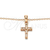 Sterling Silver Pendant Necklace, Cross Design, with White Cubic Zirconia, Polished, Rose Gold Finish, 04.336.0119.1.16 (01 MM Thickness, 16 Inches Length)