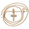 Sterling Silver Pendant Necklace, Cross Design, with White Cubic Zirconia, Polished, Rose Gold Finish, 04.336.0119.1.16 (01 MM Thickness, 16 Inches Length)