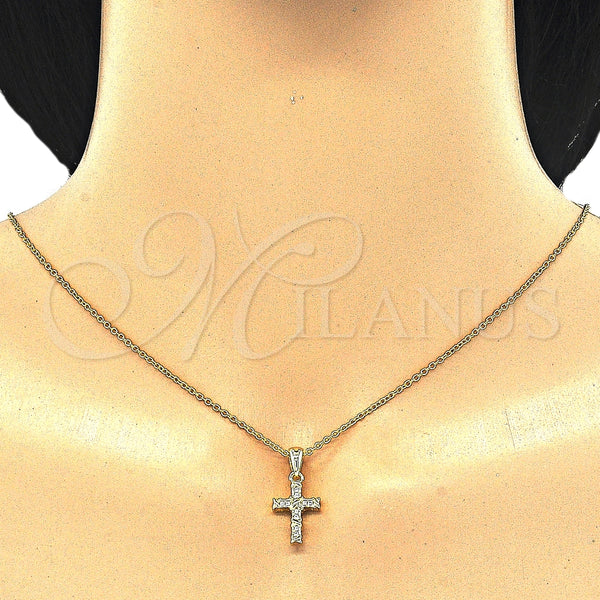Sterling Silver Necklace — Pendant Necklace Cross Design with White Cubic Zirconia — alternate product view — SKU 125852 | Plata 925 collar — Pendant Necklace cruz diseño with blanco Cubic Zirconia — SKU 125852