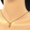 Sterling Silver Pendant Necklace, Cross Design, with White Cubic Zirconia, Polished, Golden Finish, 04.336.0119.2.16 (01 MM Thickness, 16 Inches Length)