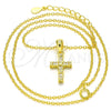 Sterling Silver Pendant Necklace, Cross Design, with White Cubic Zirconia, Polished, Golden Finish, 04.336.0119.2.16 (01 MM Thickness, 16 Inches Length)