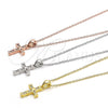 Sterling Silver Pendant Necklace, Cross Design, with White Cubic Zirconia, Polished, Golden Finish, 04.336.0119.2.16 (01 MM Thickness, 16 Inches Length)