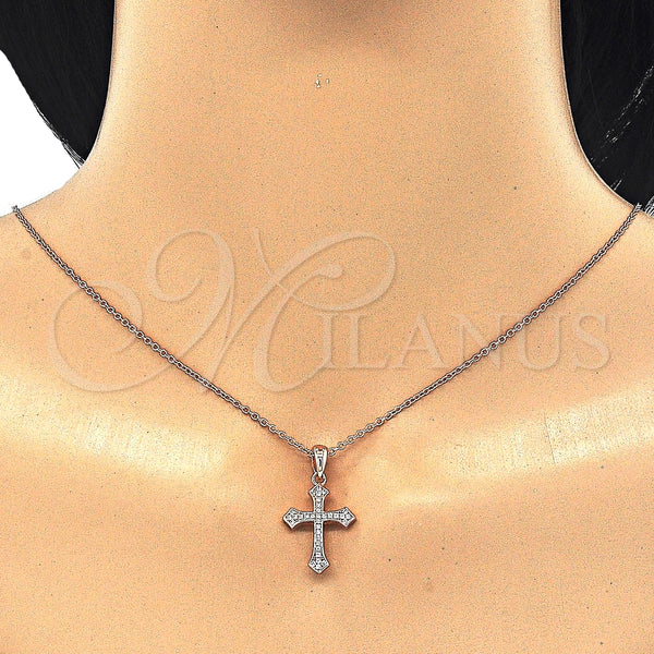 Sterling Silver Necklace — Pendant Necklace Cross Design with White Cubic Zirconia — alternate product view — SKU 125854 | Plata 925 collar — Pendant Necklace cruz diseño with blanco Cubic Zirconia — SKU 125854