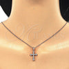 Sterling Silver Pendant Necklace, Cross Design, with White Cubic Zirconia, Polished, Rose Gold Finish, 04.336.0120.1.16 (02 MM Thickness, 18 Inches Length)