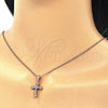 Sterling Silver Pendant Necklace, Cross Design, with White Cubic Zirconia, Polished, Rose Gold Finish, 04.336.0120.1.16 (02 MM Thickness, 18 Inches Length)