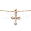 Sterling Silver Pendant Necklace, Cross Design, with White Cubic Zirconia, Polished, Rose Gold Finish, 04.336.0120.1.16 (02 MM Thickness, 18 Inches Length)